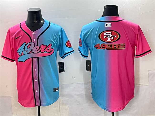 Men%27s San Francisco 49ers Team Big Logo Pink Blue Limited Stitched Baseball Jersey->seattle seahawks->NFL Jersey