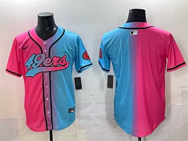 Men%27s San Francisco 49ers Blank Pink Blue Limited Stitched Baseball Jersey->seattle seahawks->NFL Jersey