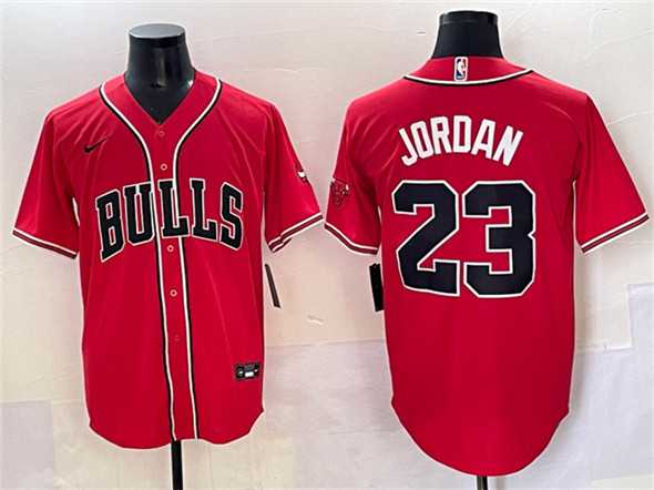 Men%27s Chicago Bulls #23 Michael Jordan Red Cool Base Stitched Baseball Jersey->chicago bulls->NBA Jersey