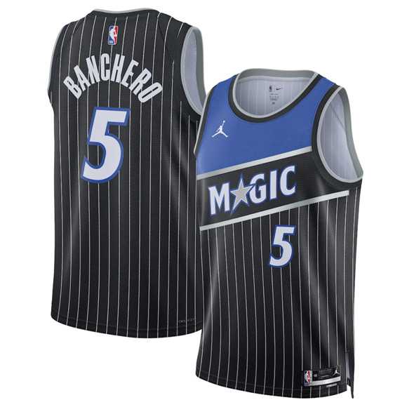 Men%27s Orlando Magic #5 Paolo Banchero Black 2025 Statement Edition Stitched Jersey Dzhi->philadelphia 76ers->NBA Jersey