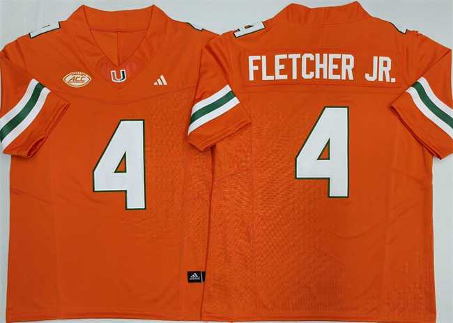 Mens Miami Hurricanes #4 Mark Fletcher Jr. Orange F.U.S.E. 2026 Stitched Football Jersey->miami hurricanes->NCAA Jersey