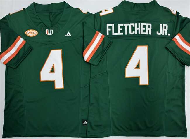 Mens Miami Hurricanes #4 Mark Fletcher Jr. Green F.U.S.E. 2026 Stitched Football Jersey->miami hurricanes->NCAA Jersey