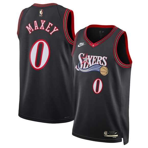 Men%27s Philadelphia 76ers #0 Tyrese Maxey Black 2025 Classic Edition Stitched Jersey Dzhi->philadelphia 76ers->NBA Jersey