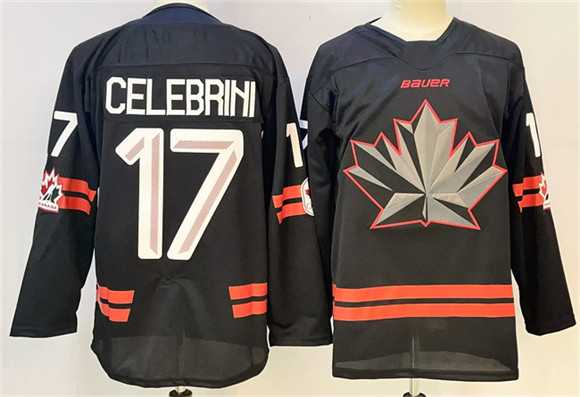 Men%27s Canada Hockey #17 Macklin Celebrini Black Stitched Jersey->miami hurricanes->NCAA Jersey