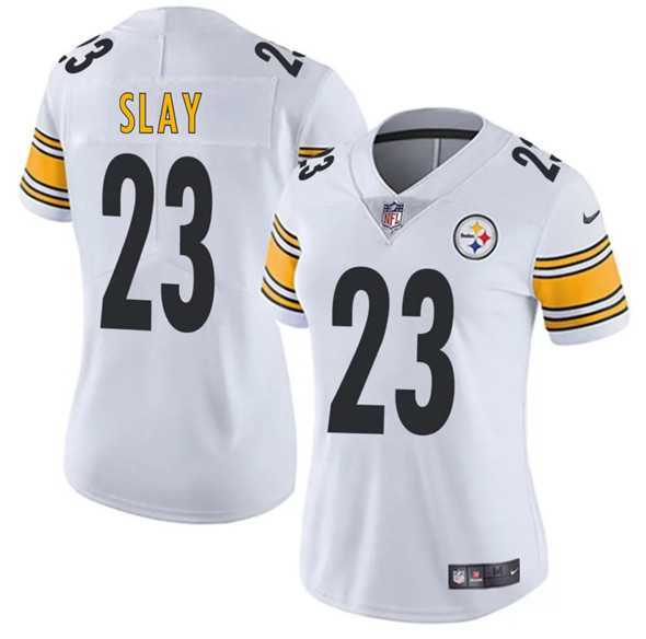 Women%27s Pittsburgh Steelers #23 Darius Slay White 2025 Vapor Untouchable Limited Stitched Jersey(Run Small) Dzhi->san francisco 49ers->NFL Jersey