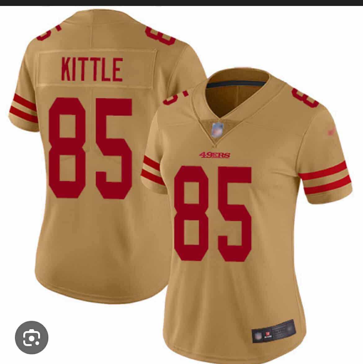 Women%27s San Francisco 49ers #85 George Kittle Gold Vapor Alternate Stitched Jersey(Run Small) Dzhi->cleveland browns->NFL Jersey