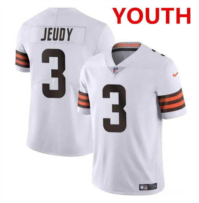 Youth Cleveland Browns #3 Jerry Jeudy White Vapor Limited Stitched Jersey Dzhi->green bay packers->NFL Jersey