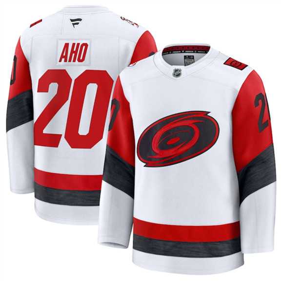 Men%27s Carolina Hurricanes #20 Sebastian Aho White 2025 Away Stitched Hockey Jersey Dzhi->mlb womens jerseys->MLB Jersey