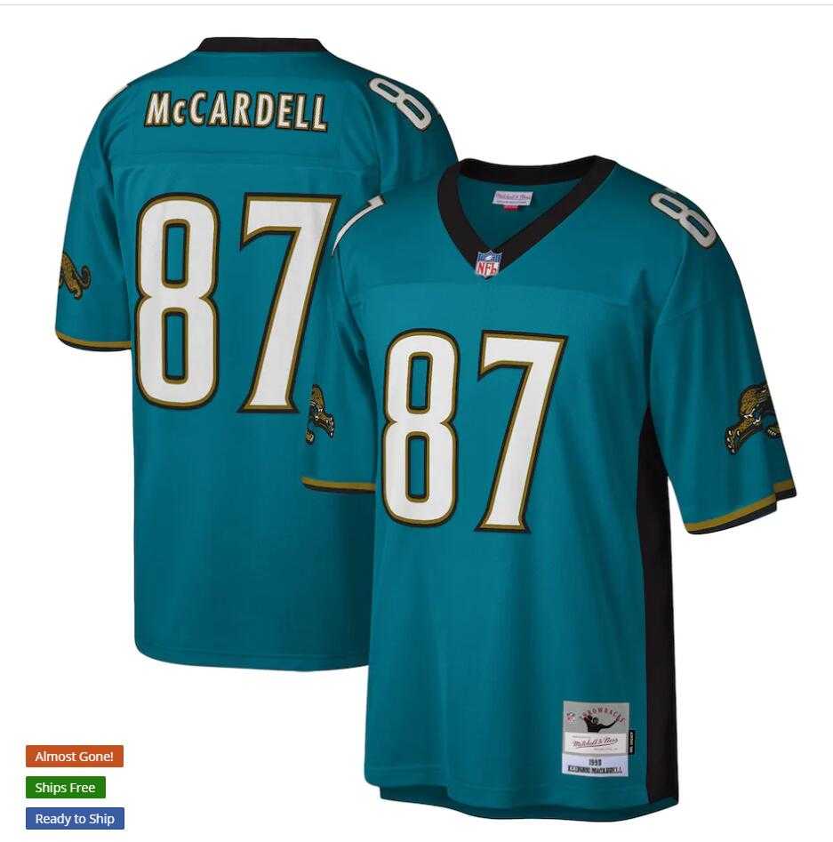 Men%27s Jacksonville Jaguars #87 Keenan McCardell Mitchell & Ness Teal NFL Throwback Jersey->jacksonville jaguars->NFL Jersey