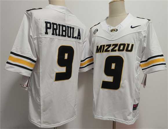 Men%27s Missouri Tigers #9 Beau Pribula F.U.S.E. White Rose Bowl Patch Stitched Jersey->ole miss rebels->NCAA Jersey