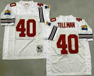 Men%27s Arizona Cardinals #40 Pat Tillman White Throwback Jersey->nfl just don shorts->NFL Jersey