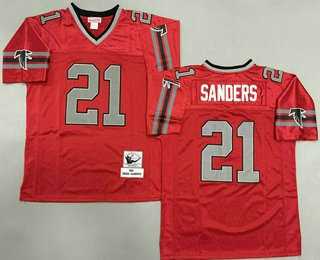 Men%27s Atlanta Falcons #21 Deion Sanders Red Grey 1992 Throwback Jersey->atlanta falcons->NFL Jersey