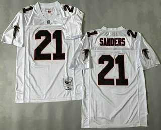 Men%27s Atlanta Falcons #21 Deion Sanders White 1992 Throwback Jersey->atlanta falcons->NFL Jersey