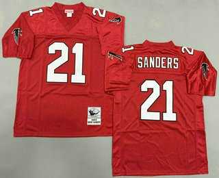 Men%27s Atlanta Falcons #21 Deion Sanders Red 1992 Throwback Jersey->atlanta falcons->NFL Jersey