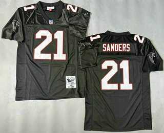Men%27s Atlanta Falcons #21 Deion Sanders Black 1992 Throwback Jersey->atlanta falcons->NFL Jersey