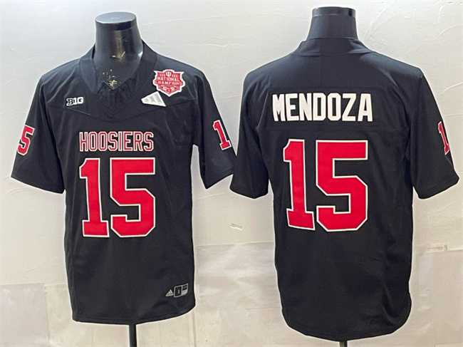 Mens Indiana Hoosiers #15 Fernando Mendoza Black F.U.S.E. 2025 National Champions Patch Stitched Jersey->washington nationals->MLB Jersey