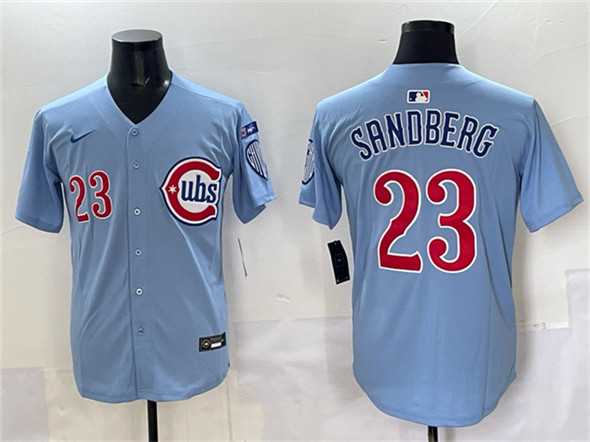 Men%27s Chicago Cubs #23 Ryne Sandberg Blue %27Ryne Sandberg Tribute%27 Vapor Limited V3 Stitched Jersey->chicago cubs->MLB Jersey