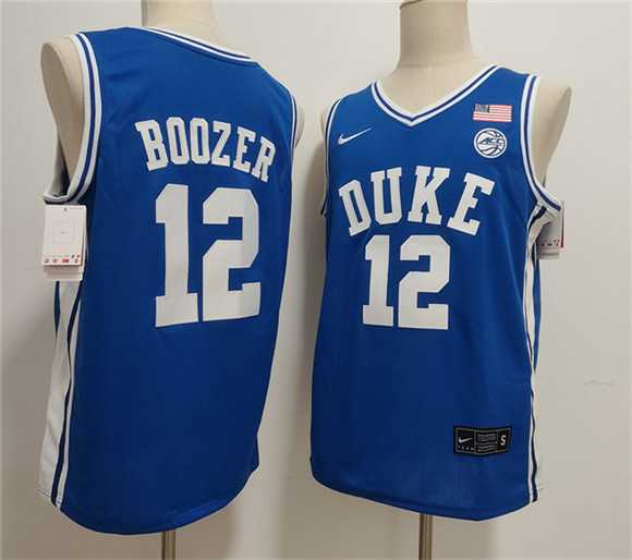 Mens Duke Blue Devils #12 Cameron Boozer Blue Stitched Jersey->college and high school->NBA Jersey