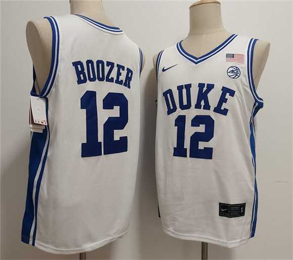 Mens Duke Blue Devils #12 Cameron Boozer White Stitched Jerseys->college and high school->NBA Jersey
