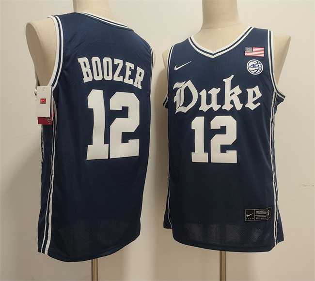 Mens Duke Blue Devils #12 Cameron Boozer Navy Stitched Jersey->college and high school->NBA Jersey