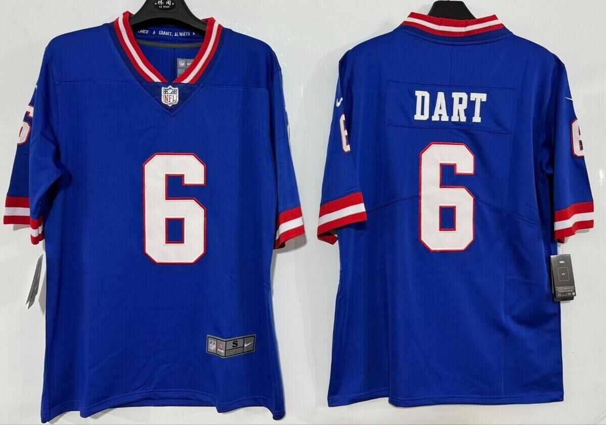 Men & Women & Youth New York Giants #6 Jaxson Dart Royal Vapor Untouchable Throwback Limited Stitched Jersey->new england patriots->NFL Jersey