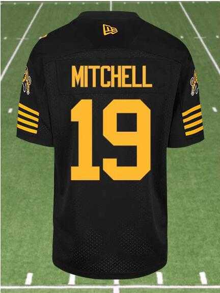 CFL Hamilton Tiger-Cats #19 MITCHELL Black Crested Home Replica Jersey->ole miss rebels->NCAA Jersey
