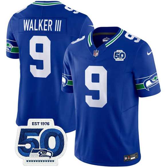 Men & Women & Youth Seattle Seahawks #9 Kenneth Walker III Royal 2025 F.U.S.E 50th Anniversary Patch Throwback Vapor Limited Stitched Jersey->pittsburgh steelers->NFL Jersey