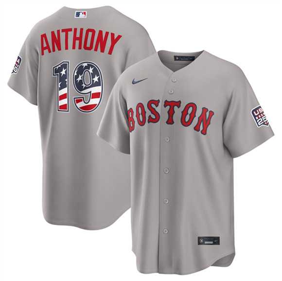 Mens Boston Red Sox #19 Roman Anthony Gray 2026 USA 250 Fourth of July Home Stitched Jersey Dzhi->boston red sox->MLB Jersey