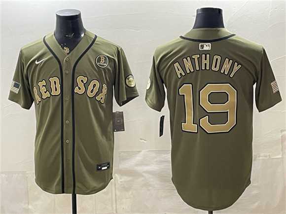 Mens Boston Red Sox #19 Roman Anthony Olive Armed Forces Day Cool Base Stitched Jersey Dzhi->boston red sox->MLB Jersey