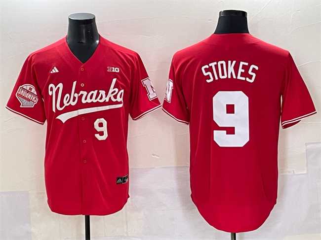 Men%27s Nebraska Huskers #9 Rhett Stokes Red Back-2-Back Champions Patch Vapor Premier Limited Stitched Jersey->nebraska cornhuskers->NCAA Jersey