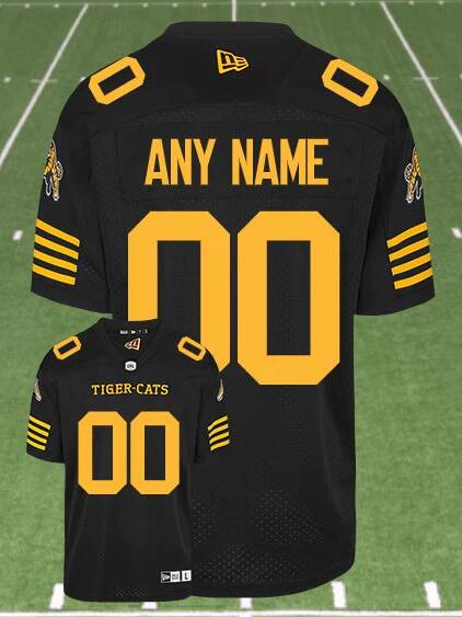 CFL Hamilton Tiger-Cats Custom Black Crested Home Replica Jersey->->Custom Jersey