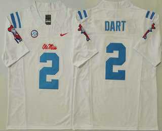 Mens Ole Miss Rebels #2 Jaxson Dart White 2025 FUSE College Football Jersey->ole miss rebels->NCAA Jersey