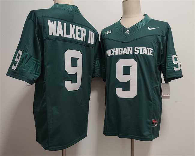Mens Michigan State Spartans Green #9 WALKER III Green F.U.S.E. Stitched Jersey->michigan state spartans->NCAA Jersey