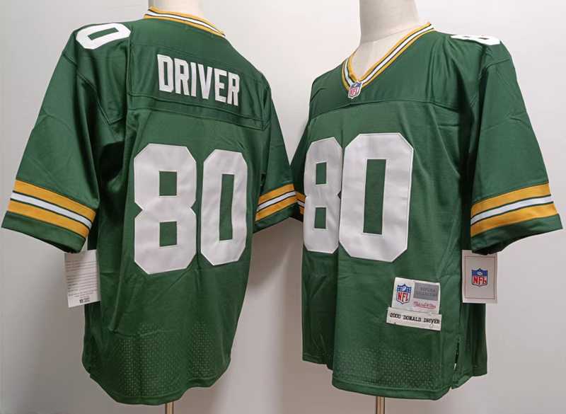 Men%27s Green Bay Packers #80 Donald Driver Mitchell & Ness Retired Player Green Throwback Jersey->green bay packers->NFL Jersey