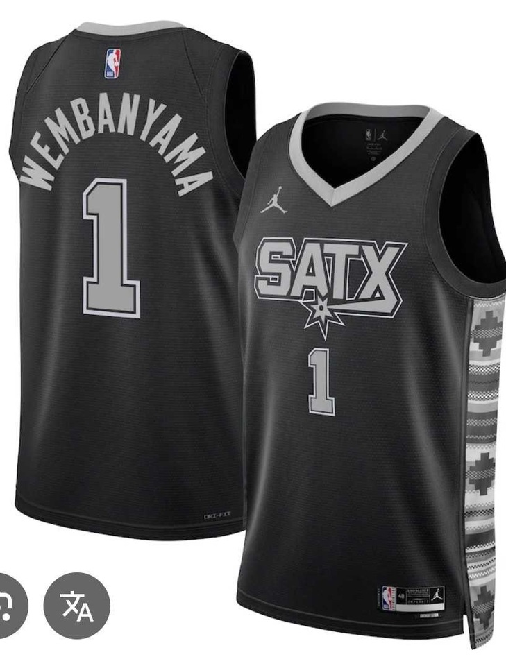 Mens San Antonio Spurs #1 Victor Wembanyama Black 2025 Statement Edition Stitched Jersey Dzhi->san antonio spurs->NBA Jersey