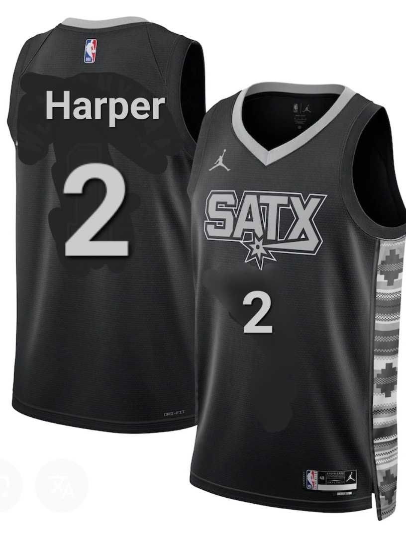 Mens San Antonio Spurs #2 Dylan Harper Gray Black Statement Edition Stitched Jersey Dzhi->san antonio spurs->NBA Jersey