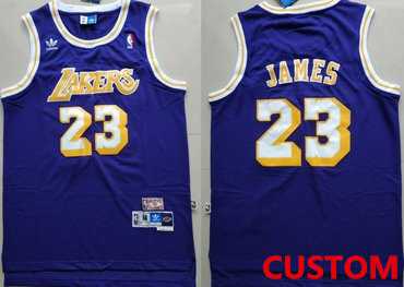 Men%27s Los Angeles Lakers Custom Purple Hardwood Classics Jersey->customized nfl jersey->Custom Jersey