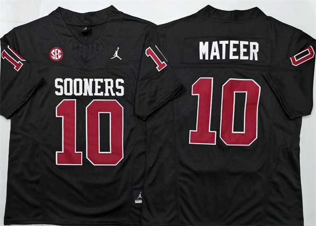 Mens Oklahoma Sooners #10 John Mateer Black 2025 F.U.S.E. Stitched Jersey->oklahoma sooners->NCAA Jersey