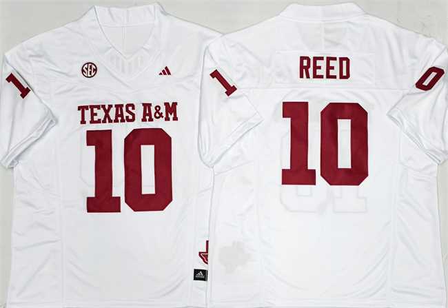 Mens Texas A&M Aggies Lions #10 Marcel Reed White 2025 F.U.S.E. Stitched Jersey->texas a&m aggies->NCAA Jersey