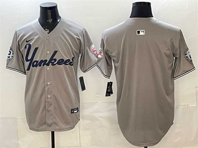 Men%27s New York Yankees Blank Grey With Patch Limited Stitched Jersey->oakland athletics->MLB Jersey