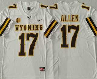 Mens Wyoming Cowboys #17 Josh Allen White Vapor Limited Stitched Nike Jersey->wyoming cowboys->NCAA Jersey