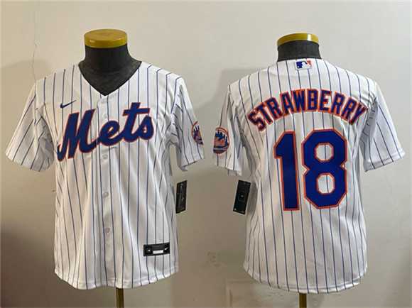 Youth Chicago Cubs #18 Darryl Strawberry White Cool Base Stitched Jersey->mlb youth jerseys->MLB Jersey