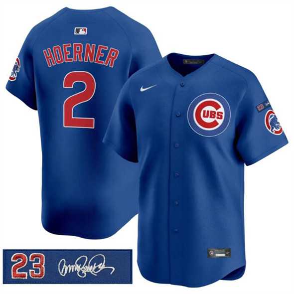 Men%27s Chicago Cubs #2 Nico Hoerner Royal %27Ryne Sandberg Tribute%27 Vapor Limited V3 Stitched Jersey Dzhi->chicago cubs->MLB Jersey