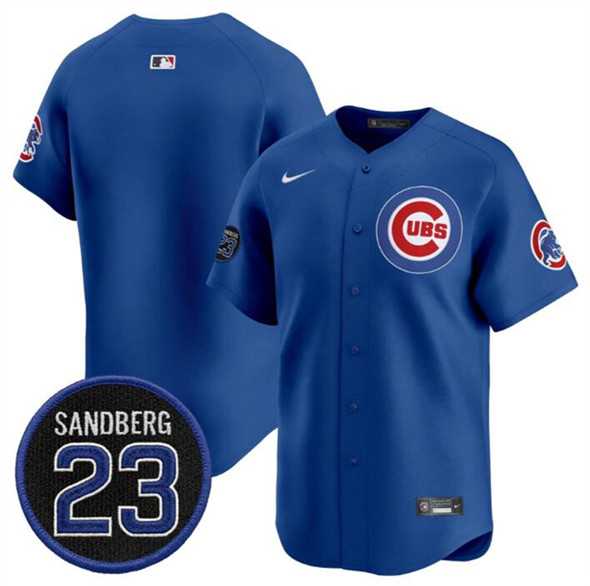 Men%27s Chicago Cubs Blank Royal %27Ryne Sandberg Tribute%27 Vapor Limited V2 Stitched Jersey Dzhi->chicago cubs->MLB Jersey