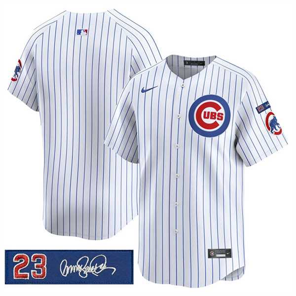 Men%27s Chicago Cubs Blank White Pinstripe %27Ryne Sandberg Tribute%27 Vapor Limited V3 Stitched Jersey Dzhi->chicago cubs->MLB Jersey