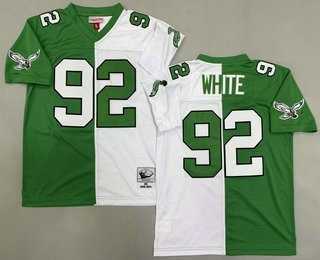 Men%27s Philadelphia Eagles #92 Reggie White Green White Split 1990 Throwback Stitched Jersey->los angeles rams->NFL Jersey