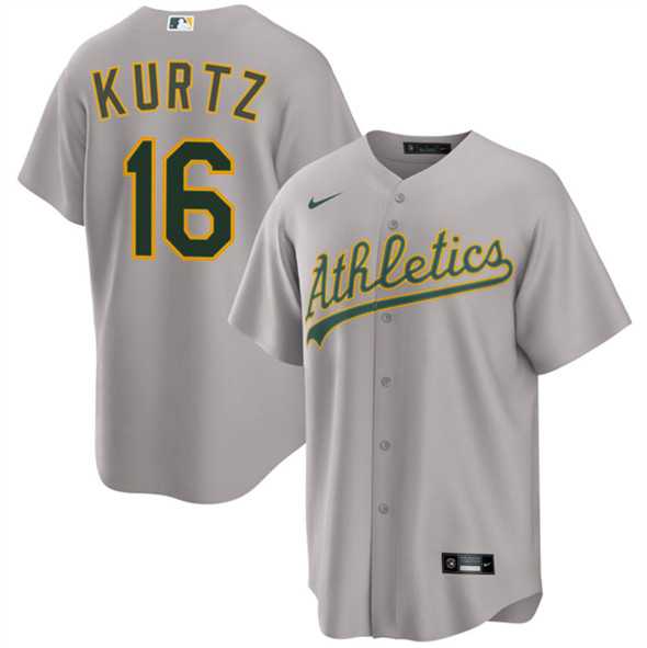 Mens Oakland Athletics #16 Nick Kurtz Gray 2024 Away Limited Stitched Jersey Dzhi->oakland athletics->MLB Jersey