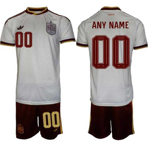 Men%27s Spain Team Custom White Soccer Jersey Suit->->Custom Jersey