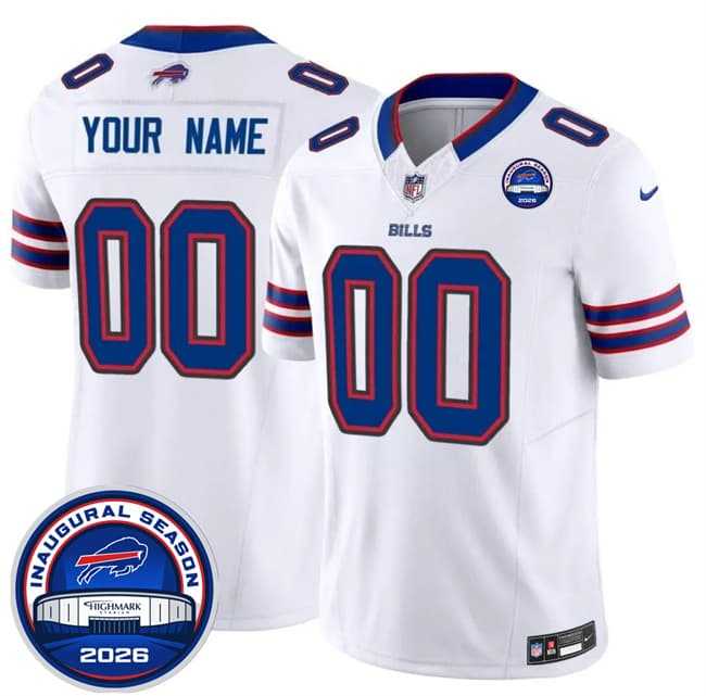 Men%27s Buffalo Bills Active Player Custom White F.U.S.E. 2026 Inaugural Season at Highmark Stadium Patch Stitched Jersey->customized nfl jersey->Custom Jersey