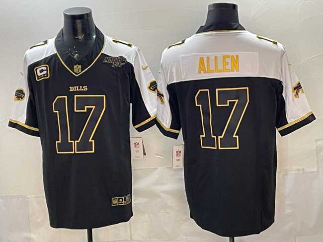 Men%27s Buffalo Bills #17 Josh Allen Black Gold 2025 F.U.S.E. With Bills Mafia Patch & 4-Star C Patch Vapor Limited Stitched Jersey->buffalo bills->NFL Jersey